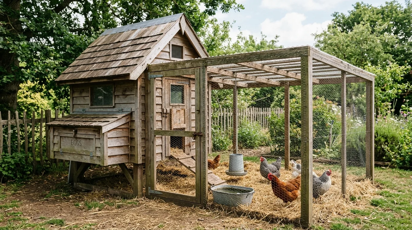 Rustic Sloped Roof Chicken Coop